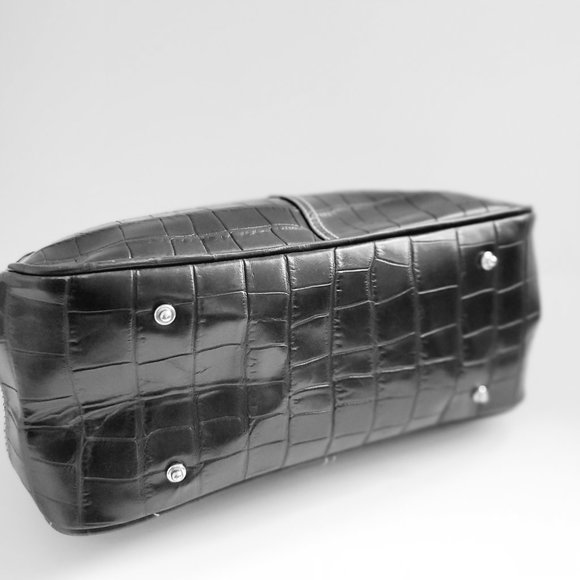 RARE FIND * VINTAGE DOONEY & BOURKE Black Croc Leather Handbag Timeless LIKE NEW - Picture 8 of 14